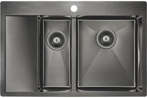 Мойка кухонная Paulmark Liga R 78 темный хром 