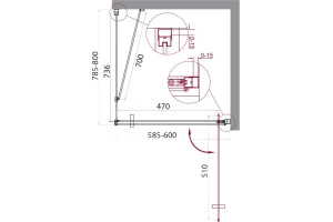 Душевой уголок BelBagno Marmi 60х80 профиль хром стекло прозрачное - 3