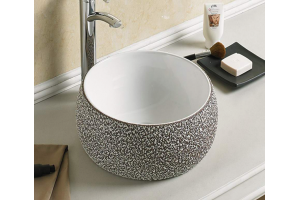 Раковина накладная CeramaLux NC 41 см белый/серебро (78217)