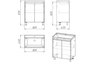 Тумба под раковину Stella Polar Кибэла 80 серый - 3