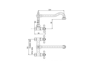 MK102.5/28Z MORAVA RETRO - смеситель кухонный настенный, ЦВЕТ ЗОЛОТО - 2