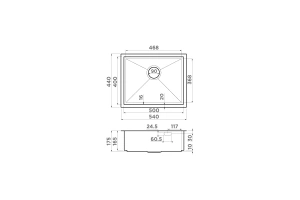 Мойка кухонная Omoikiri Kasen нержавеющая сталь (4997059) - 2
