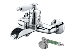 Смеситель для ванны Boheme Vogue хром с зеленым