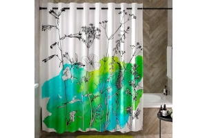 Штора для ванной Wasserkraft Ammer 200х200 рисунок белый - зеленый