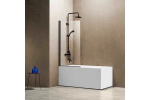 Шторка на ванну Vincea 80х140 профиль сталь стекло прозрачное - 2