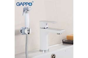Смеситель для раковины с гигиеническим душем Gappo хром белый - 2