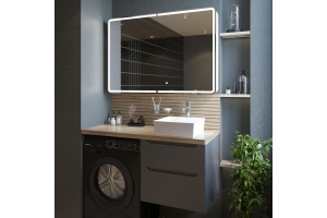 Тумба с раковиной STWORKI Берген 60 серая со светлой столешницей 122, раковина Bocchi Vessel 1173-061-0125 - 3