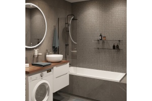 Шторка на ванну DIWO Ростов 4GW011 неподвижная, 60x150, черная матовая - 3