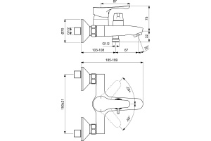 BA416AA WAVE Настенный смеситель для ванны/душа VIDIMA - 2