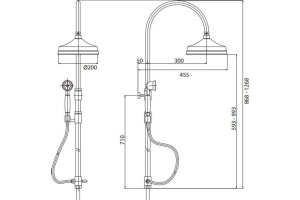 Душевая стойка Cezares Elite ELITE-CAI-01-Bi подключение из стены - 2