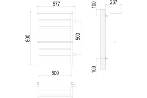 Водяной полотенцесушитель Terminus Анкона П8 500x800 с полкой Хром боковое подключение - 3