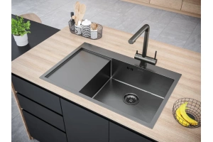 Мойка кухонная Paulmark Atlan 78 R темный хром - 3