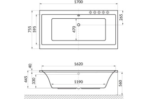 Ванна EXCELLENT Pryzmat 170x75 - 2