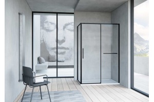 Душевой уголок Vincea Slim Soft 150х90 профиль черный стекло прозрачное  - 2