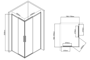 Душевой уголок Vincea Slim-U 100х80 черный стекло прозрачное - 2