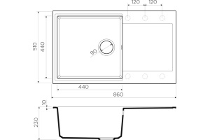 Мойка кухонная Omoikiri Daisen 86-BL черная - 2