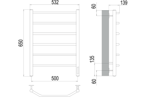 Электрический полотенцесушитель Terminus Виктория П6 500x650 Хром - 3