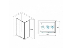 Душевой уголок RGW Leipzig LE-41-1B 180х80 профиль черный стекло прозрачное - 3