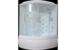 Душевая кабина Royal Bath 140х95 правая белая стекло прозрачное с гидромассажем