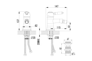 Смеситель для биде Lemark Villa бронза (LM4808B) - 2