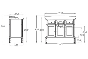 Тумба под раковину Opadiris Кантара 105 белая - 3