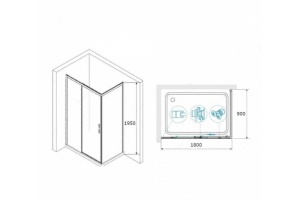 Душевой уголок RGW Leipzig LE-41-1B 180х90 профиль черный стекло прозрачное - 3