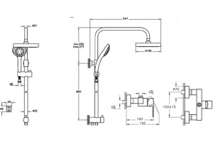Сет с душевой стойкой System Rain и Flo S - 2