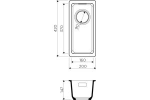 Дополнительная мойка Omoikiri Kata 20-U-BL черная - 2