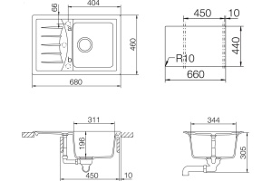 Мойка кухонная Schock Genius 45D Small (D-100S) оникс - 2