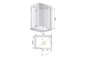 Душевой уголок Cezares Slider 120х80 хром стекло рифленое - 3