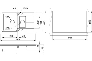 Мойка кухонная Paulmark Feste 77.5 графит - 3