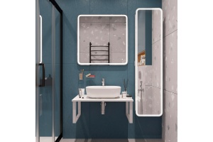 Мебель для ванной DIWO Элиста 80 белый мрамор, с раковиной Moduo 50 Square