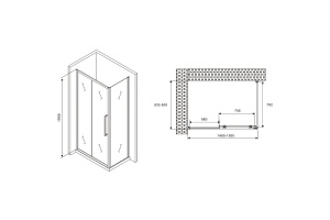 Душевой уголок Abber Schwarzer Diamant 150х85 хром стекло матовое - 2
