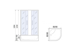Душевое ограждение с поддоном River Don 90/44 MT (10000008304) - 2