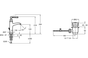 Смеситель Jacob Delafon Cleo1889 E24307-CP для раковины - 2