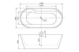 Акриловая ванна Belbagno 178х84 белый (BB14-GREYMARBLE) - 2
