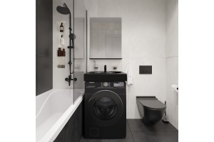 Раковина STWORKI Дублин 60 см черная матовая, на стиральную машину - 2