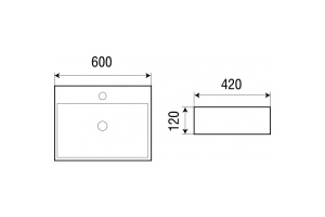 Раковина накладная WW ELBACH 2173 60 белый (10000003865) - 2