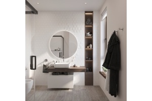 Мебель для ванной STWORKI Ольборг 120 столешница дуб карпентер, без отверстий, с тумбой 80, с раковиной STWORKI Soul 1 белой - 2