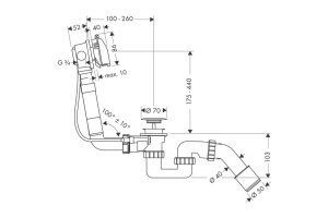 Излив на ванну hansgrohe Exafill S с набором для слива и перелива 58123000, хром - 2