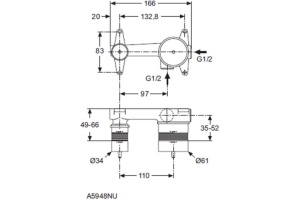 A5948NU скрытая часть смесителя для раковины - 2