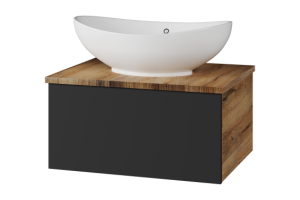Тумба под раковину Misty Ива 60 темное дерево - черный
