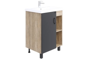 Тумба с раковиной Onika Тимбер ФОСТЕР-60 серый матовый/дуб сонома (106116)
