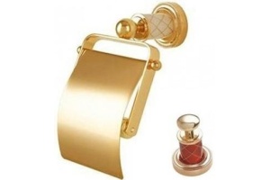 Держатель для туалетной бумаги Boheme Murano золото с красным