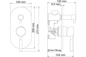 Смеситель Wasserkraft Main 4141 С ВНУТРЕННЕЙ ЧАСТЬЮ, для ванны и душа - 3