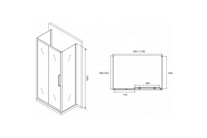 Душевой уголок Abber Schwarzer Diamant 170х90 хром стекло матовое - 2