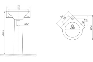 Раковина DIWO Псков 0100 угловая - 2