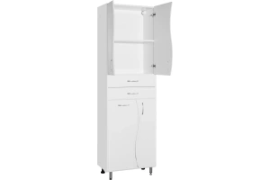 Шкаф-пенал Style Line Эко Волна 60 с бельевой корзиной белый - 2