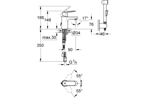 Смеситель Grohe Eurosmart Cosmopolitan 23125000 для раковины - 2