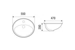 Раковина встраиваемая Weltwasser WW DEILBACH 6002 55 белый (10000003888) - 2